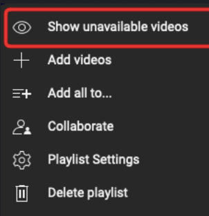 youtube show unavailable videos