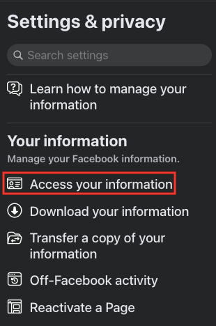 facebook access your information