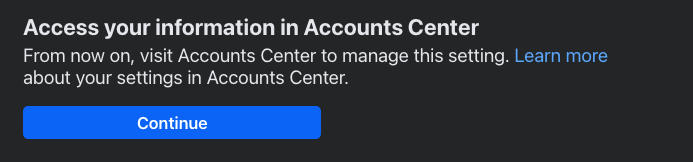 facebook accounts center