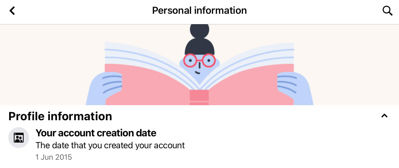 facebook account creation date