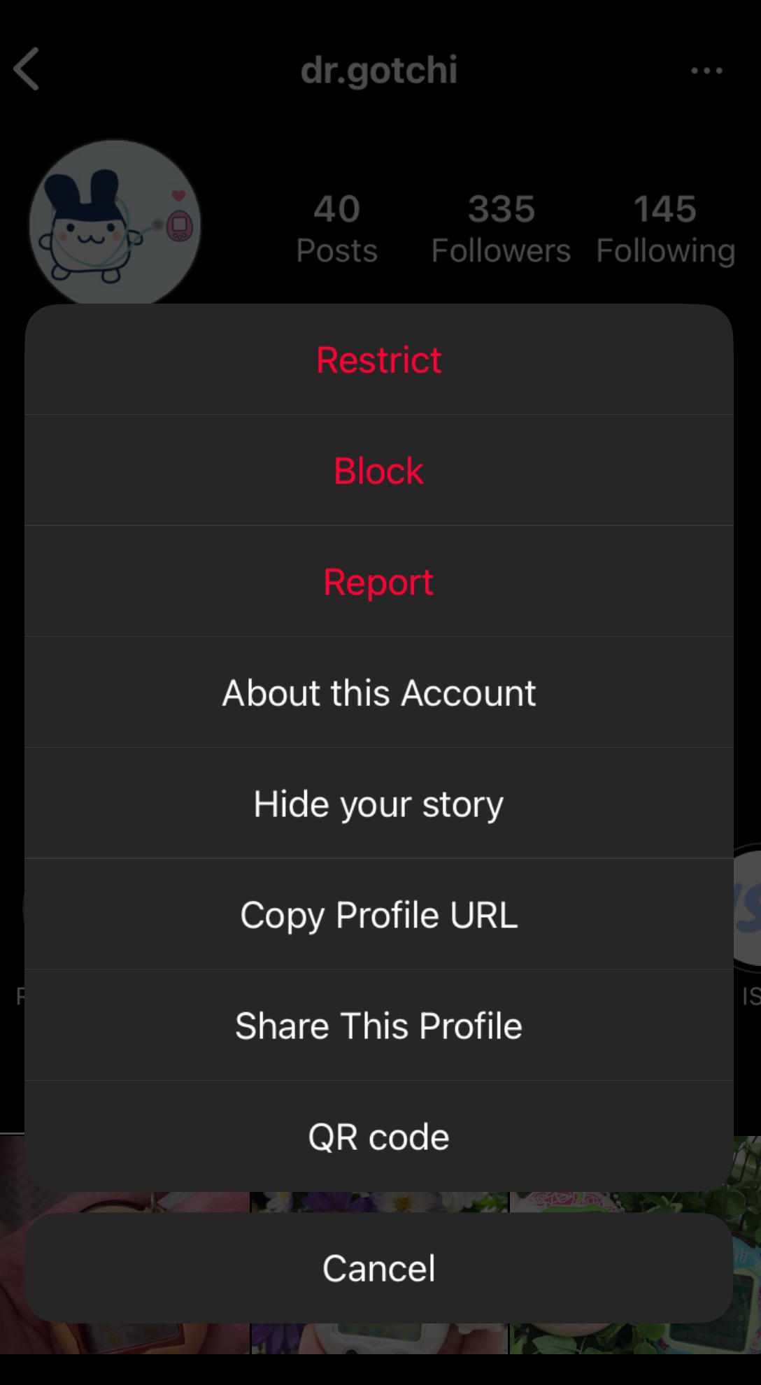 restrictions d'utilisateur instagram