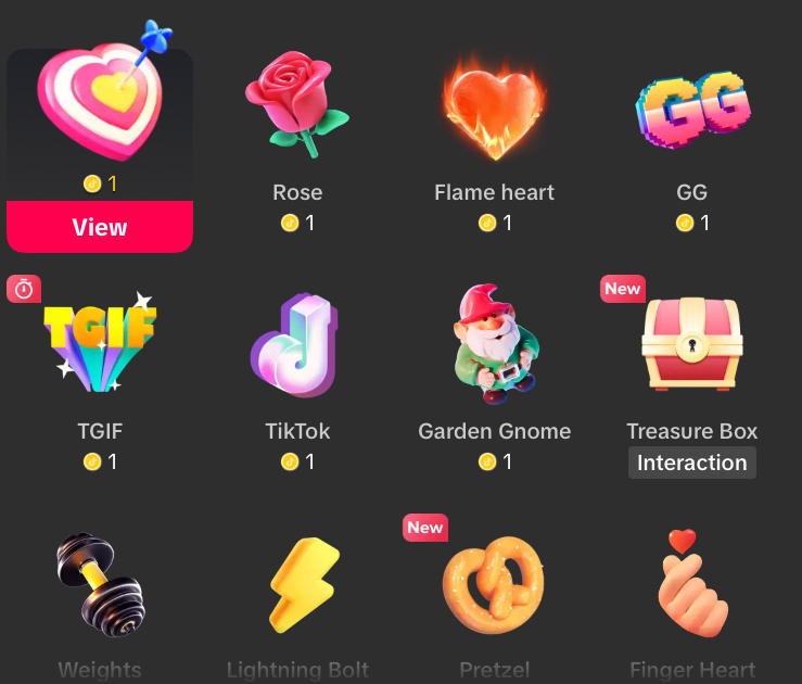 precios de regalos de tiktok