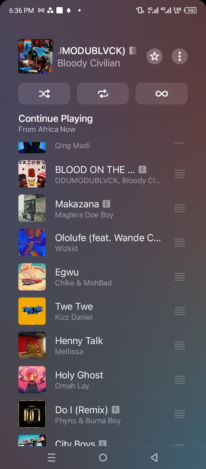 Página de lista de reproducción de Apple Music