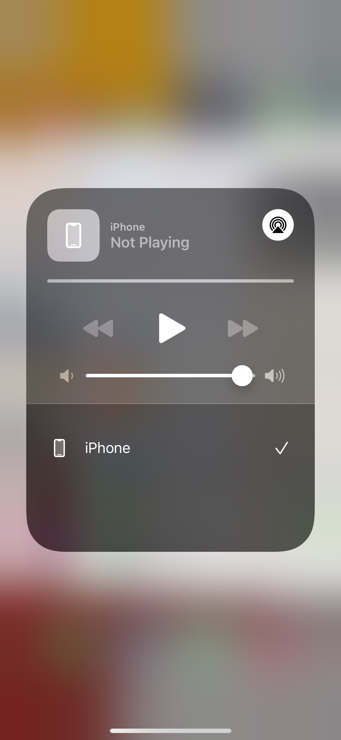 iPhone Kontrollzentrum AirPlay Dropdown