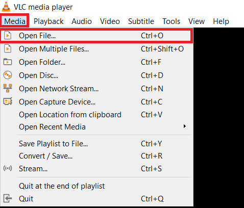 VLC Media Menu