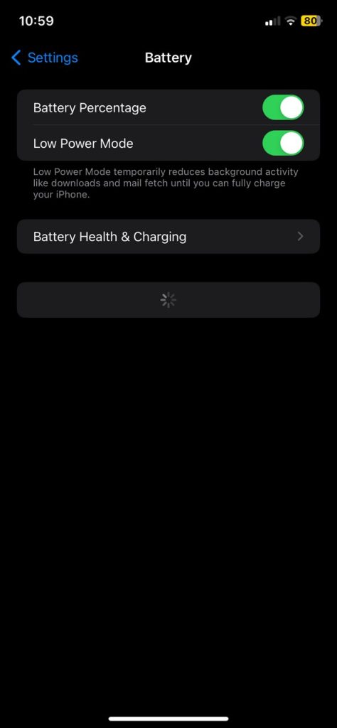 disable low power mode on iPhone