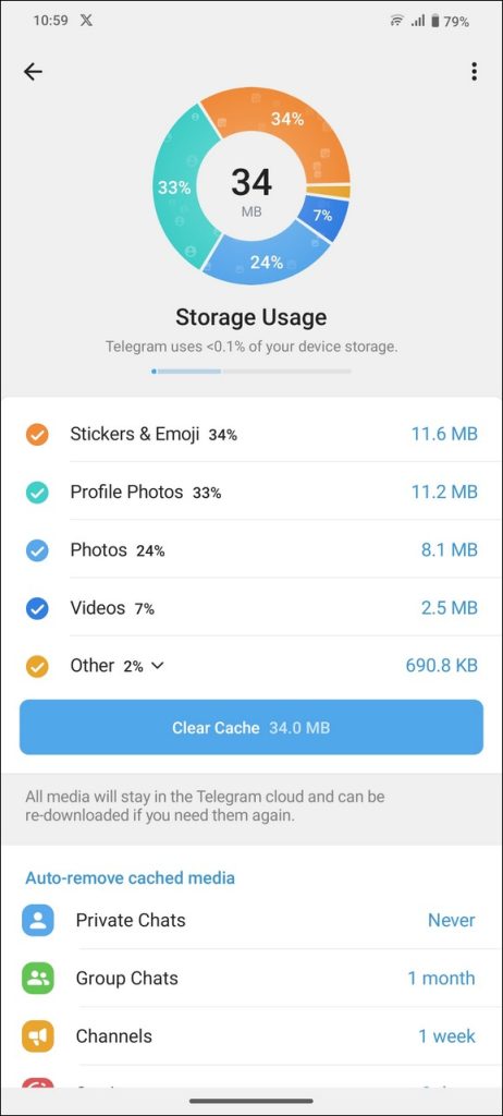 Supprimer le cache de Telegram