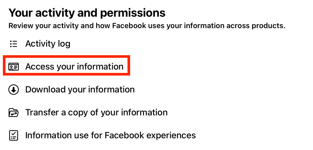 facebook acceder a tu información